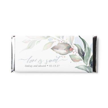 Dusty Blue Greenery Elegant Love Is Sweet Hershey Bar Favors