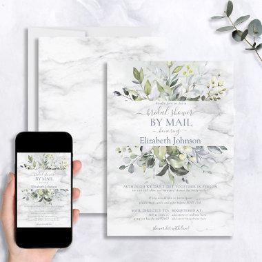 Dusty Blue Greenery Marble Shower By Mail Invitations