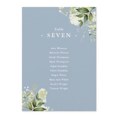 Dusty Blue Greenery Seating Plan Table Number