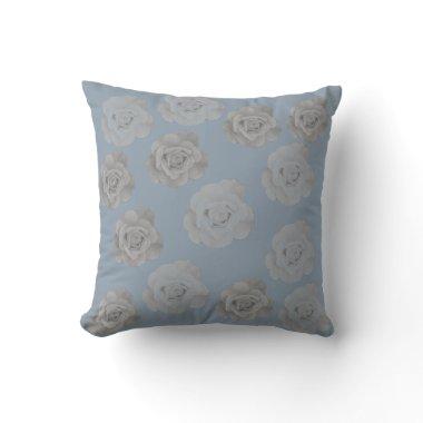 Dusty Blue Grey Floral Gray Dark Elegant Classy Throw Pillow