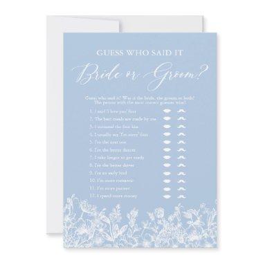 Dusty Blue Guess Who Said It Bride or Groom Game Invitations