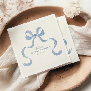 Dusty Blue Hand Drawn Bow  Napkins