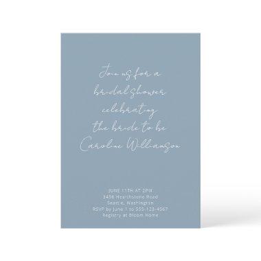 Dusty Blue Handwriting Script Custom Bridal Shower Invitations