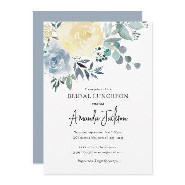 Dusty Blue Ivory Floral Greenery Bridal Luncheon