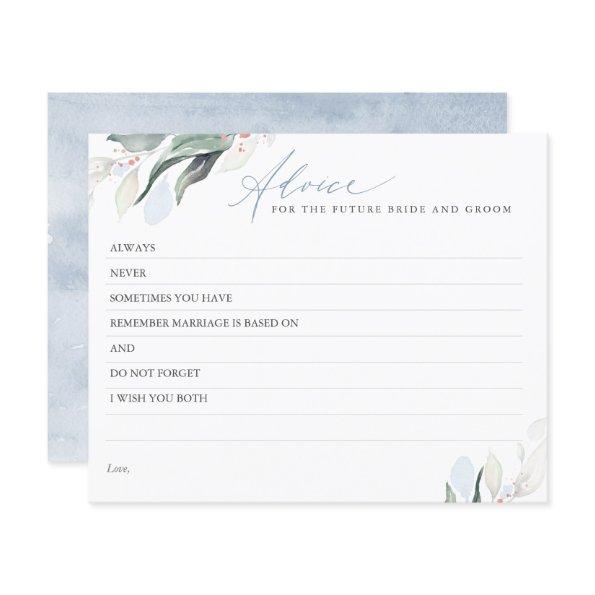 Dusty Blue Leaves Greenery Elegant Advice Card