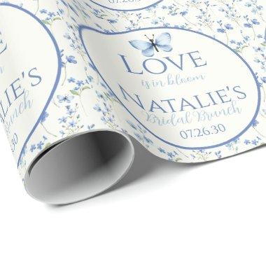 Dusty Blue Love Is In Bloom Floral  Wrapping Paper