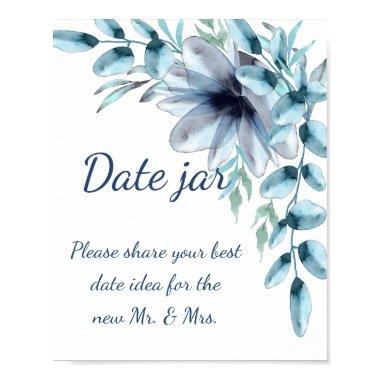 Dusty blue marine floral date jar  Poster