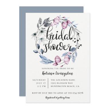 Dusty Blue Mauve Floral Wreath