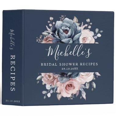 Dusty Blue Mauve Rose Pink Slate Bridal Shower   3 Ring Binder