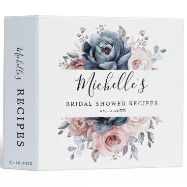 Dusty Blue Mauve Rose Pink Slate    3 Ring Binder