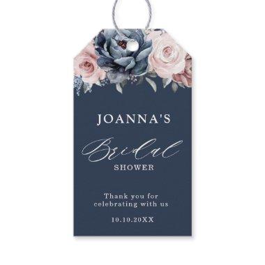 Dusty Blue Mauve Rose Pink Slate Bridal Shower   Gift Tags