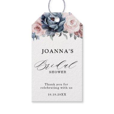 Dusty Blue Mauve Rose Pink Slate Bridal Shower   Gift Tags