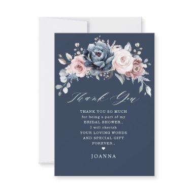 Dusty Blue Mauve Rose Pink Slate Bridal Shower Tha Thank You Invitations