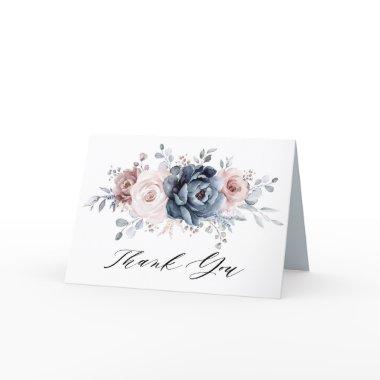 Dusty Blue Mauve Rose Pink Slate Bridal Shower Tha Thank You Invitations