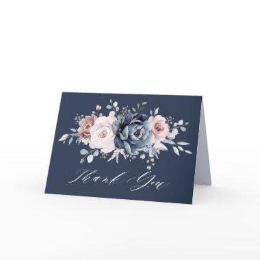 Dusty Blue Mauve Rose Pink Slate Bridal Shower Tha Thank You Invitations