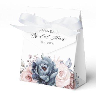 Dusty Blue Mauve Rose Slate Floral Bridal Shower Favor Boxes