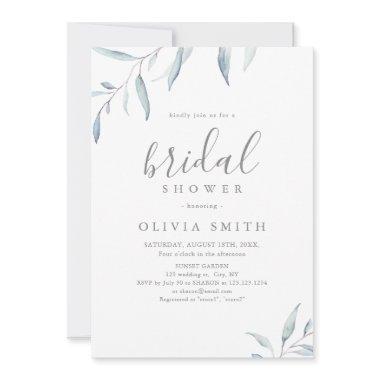 Dusty blue minimal greenery rustic