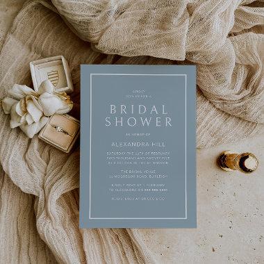 Dusty Blue Minimal Modern Bridal Shower Invitations
