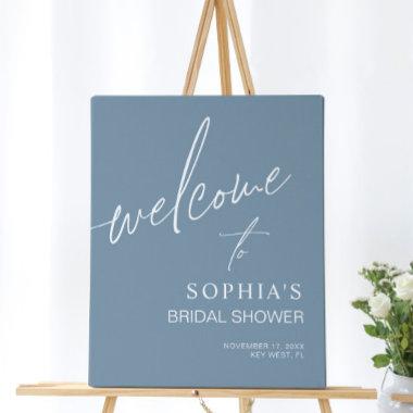 Dusty Blue Minimalist Bridal Shower Welcome Sign