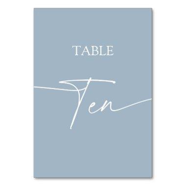 Dusty blue minimalist elegant table ten table number