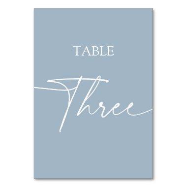 Dusty blue minimalist elegant table three table number