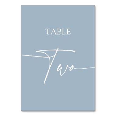 Dusty blue minimalist elegant table two table number