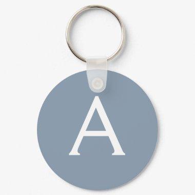 Dusty Blue Minimalist Modern Monogram Elegant Keychain