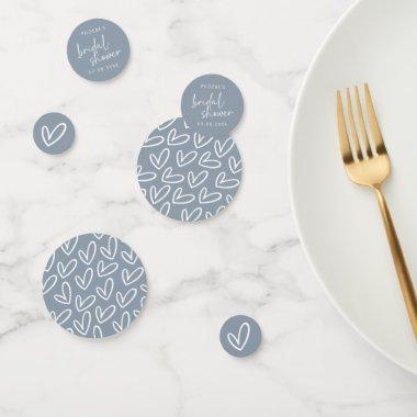 Dusty Blue Minimalist Script & Heart  Confetti