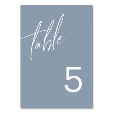 Dusty Blue Minimalist Wedding Table Number