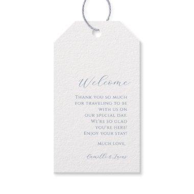 Dusty blue minimalist Wedding Welcome Gift Tags
