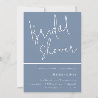 Dusty Blue Modern Bridal Shower Invitations