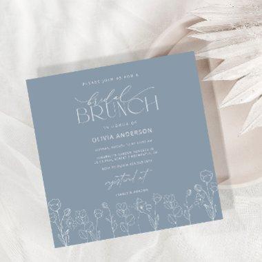 Dusty Blue Modern Floral Bridal Brunch