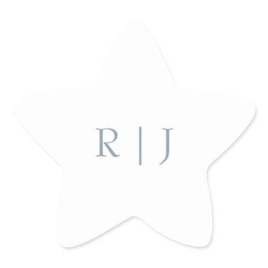 Dusty Blue Monogram Initials Minimal Wedding Star Sticker