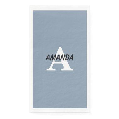 Dusty Blue Monograms Name  Birthday Paper Guest Towels