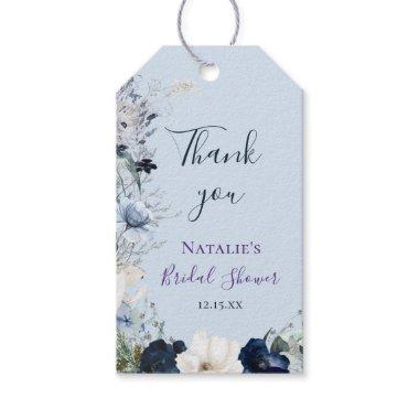 Dusty Blue Navy Bridal Shower Thank You Gift Tags