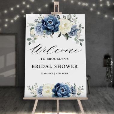 Dusty Blue Navy Champagne Bridal Shower Welcome Foam Board