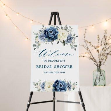 Dusty Blue Navy Champagne Bridal Shower Welcome Foam Board