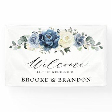 Dusty Blue Navy Champagne Ivory Bridal Shower Banner