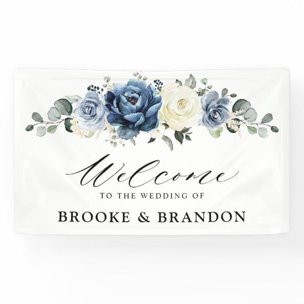Dusty Blue Navy Champagne Ivory Bridal Shower Banner