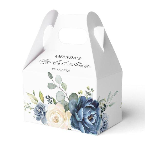 Dusty Blue Navy Champagne Ivory Bridal Shower Favor Box