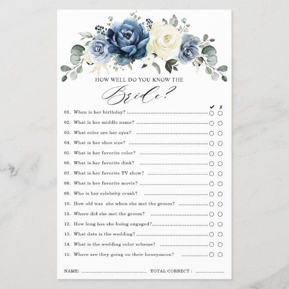 Dusty Blue Navy Champagne Ivory Bridal Shower Game