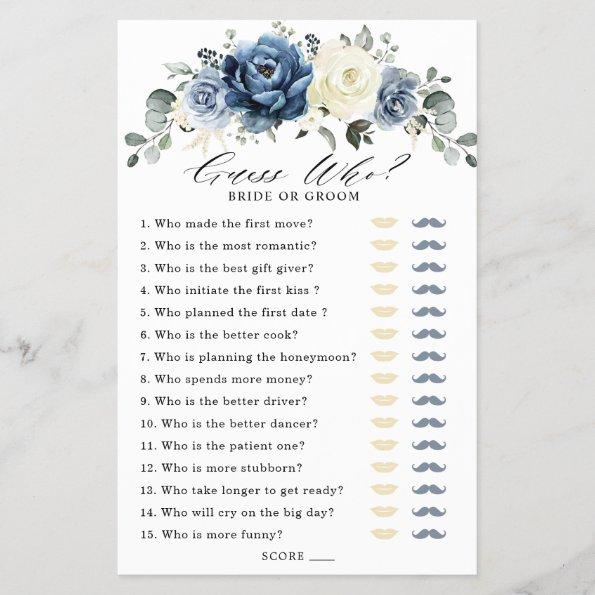 Dusty Blue Navy Champagne Ivory Bridal Shower Game