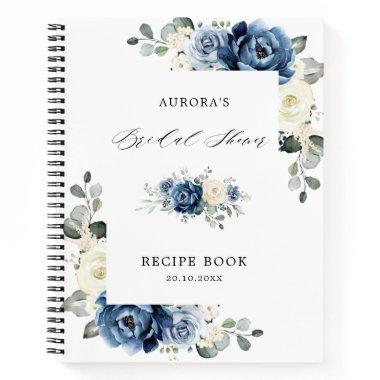 Dusty Blue Navy Champagne Ivory Bridal Shower Notebook