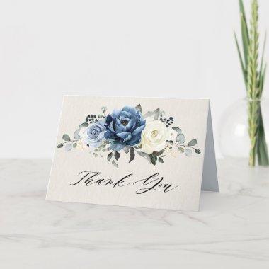 Dusty Blue Navy Champagne Ivory Bridal Shower Than Thank You Invitations