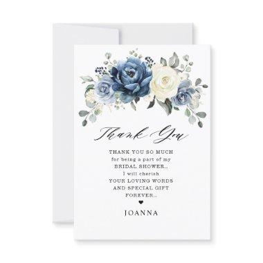 Dusty Blue Navy Champagne Ivory  Thank You