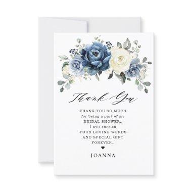 Dusty Blue Navy Champagne Ivory Bridal Shower Thank You Invitations