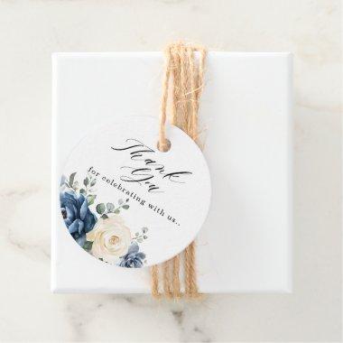 Dusty Blue Navy Champagne Ivory Floral Wedding Fav Favor Tags