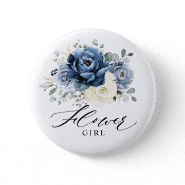 Dusty Blue Navy Champagne Ivory Flower girl Button