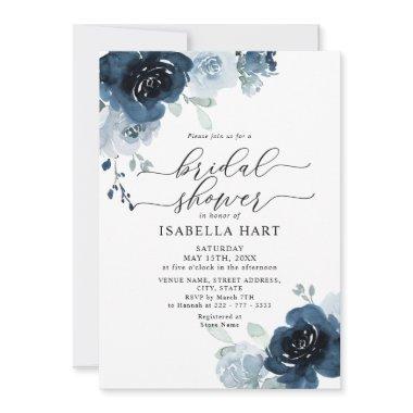 Dusty Blue Navy Floral Flowers Boho