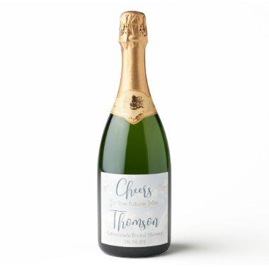 Dusty Blue On Cloud Nine Elegant  Sparkling Wine Label